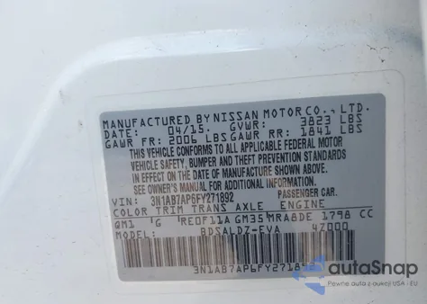 2015 Nissan Sentra Fe+ S/S/Sl/Sr/Sv from USA, damaged, VIN 3N1AB7AP6FY271892